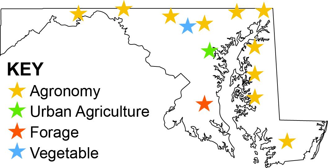 A map of Maryland indicating the locations of all the meetings.