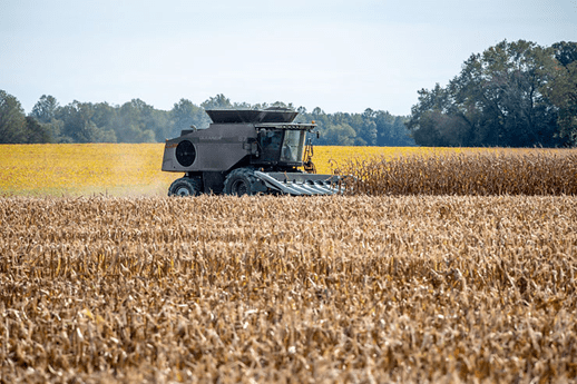 Harvester out in the field