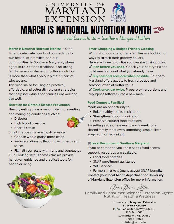 Updated FCS March is National Nutrition Month flyer 3-3-26 