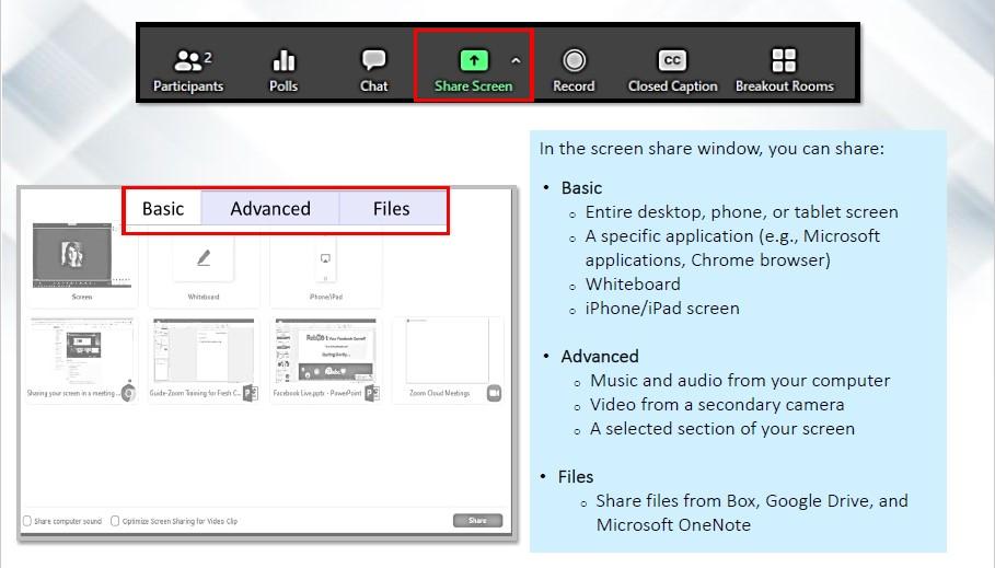 A diagram on how to share your screen.