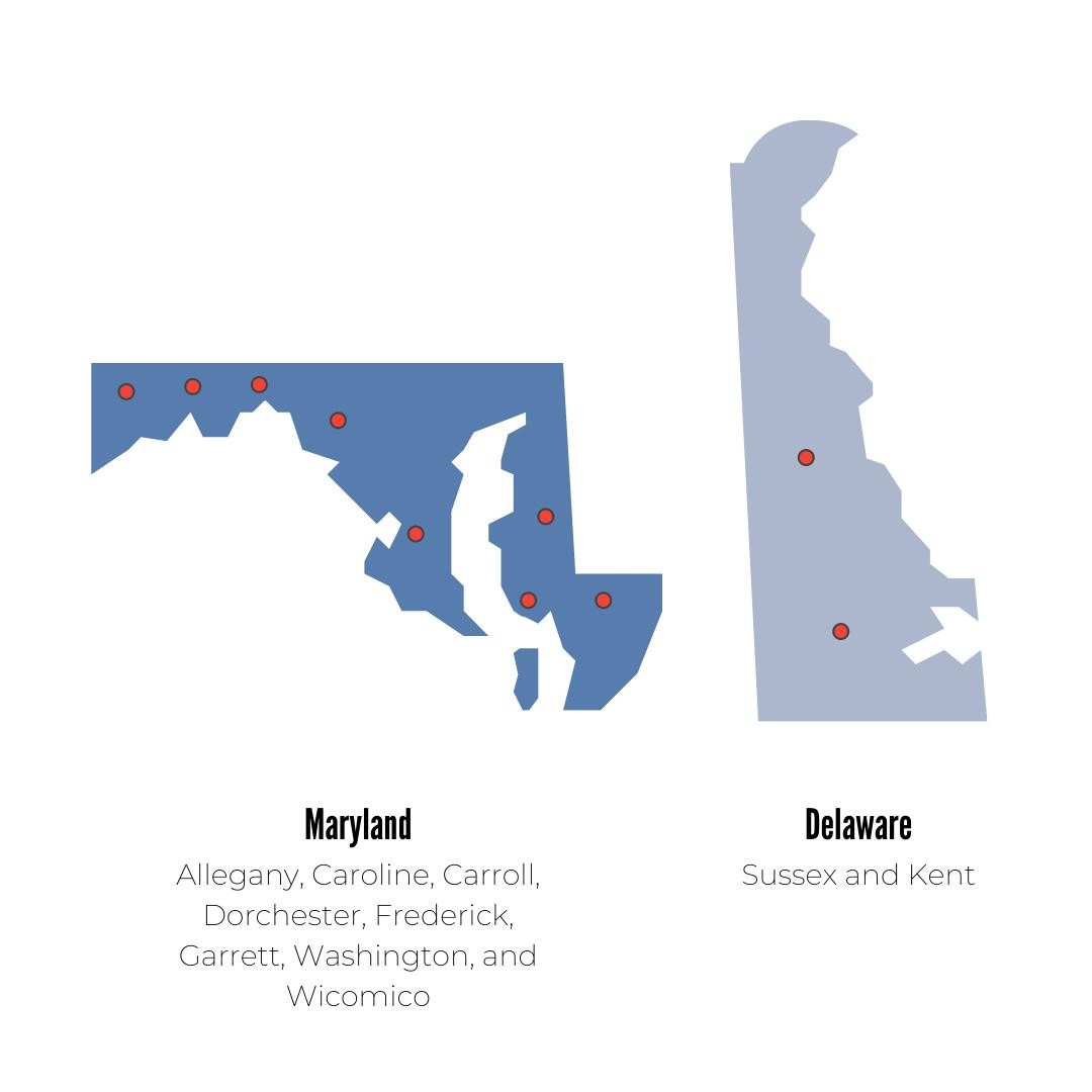 EXCITE Service area map