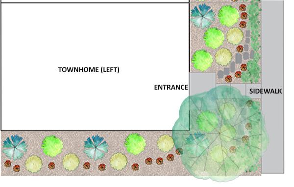 left side townhouse landscape design detail