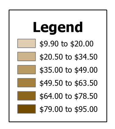 Maryland Pasturland Rental Rates legend