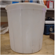 White plastic mixing container